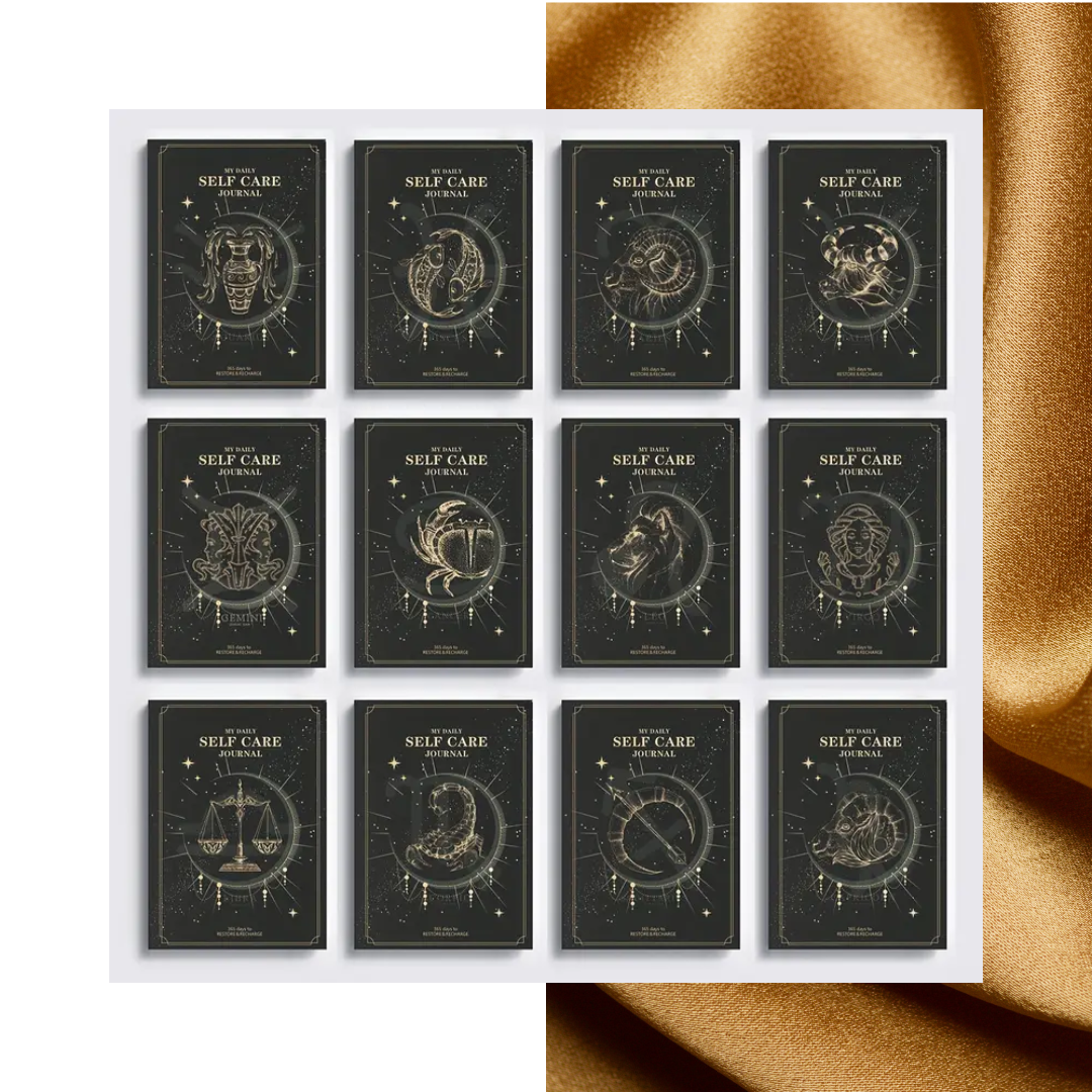 ZODIAC SIGN-THEMED HARDCOVER JOURNAL – STARRY SELF-CARE NOTEBOOK