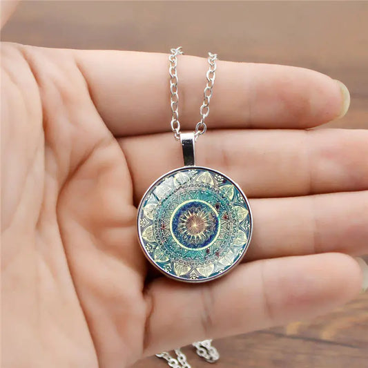 Mandala Yoga Gemstone Necklace and Earring Set